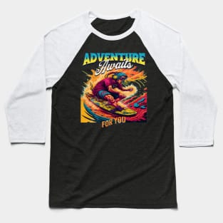 Adventure Awaits For You Surfing, Hello Summer Vintage Funny Surfer Riding Surf  Surfing Lover Gifts Baseball T-Shirt